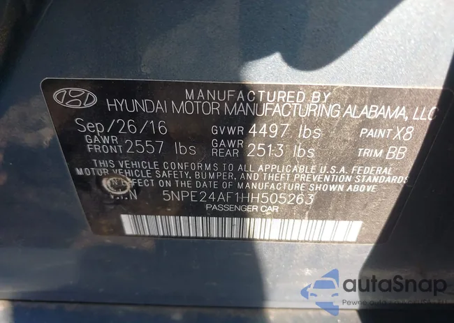 5NPE24AF1HH505263: 43132340