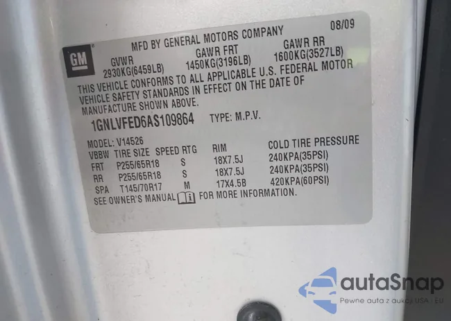 1GNLVFED6AS109864: 43132563