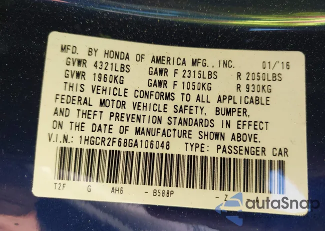 1HGCR2F68GA106048: 43132603