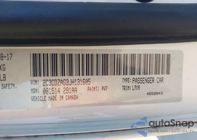 2C3CDZAG3JH131605: 43131678