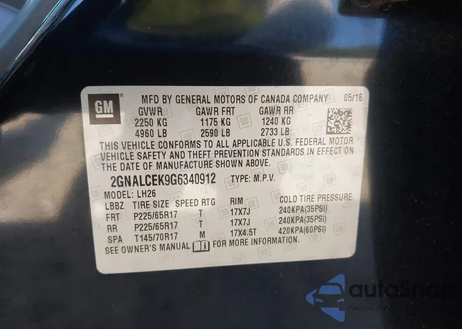 2GNALCEK9G6340912: 43131848