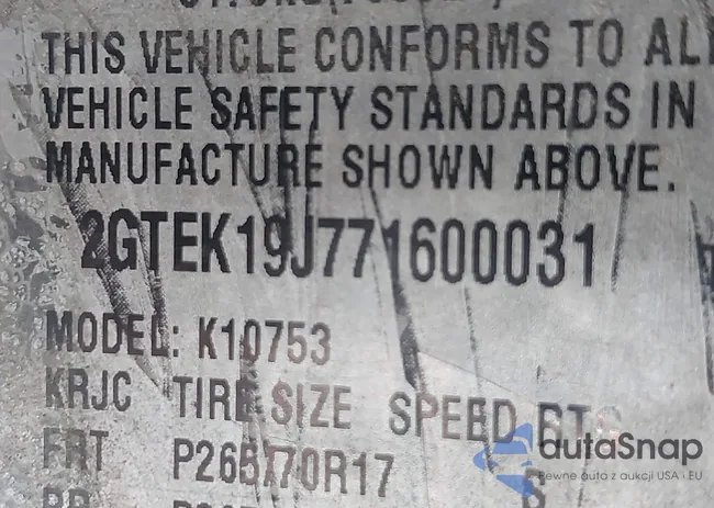 2GTEK19J771600031: 43131876