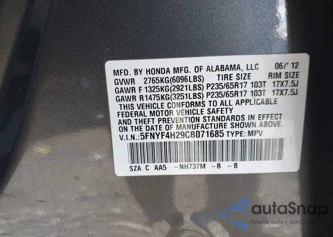 5FNYF4H29CB071685: 43131920