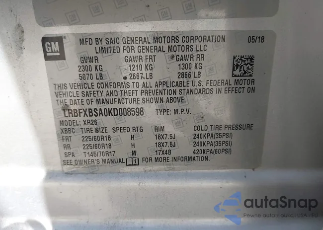 LRBFXBSA0KD008598: 43131934