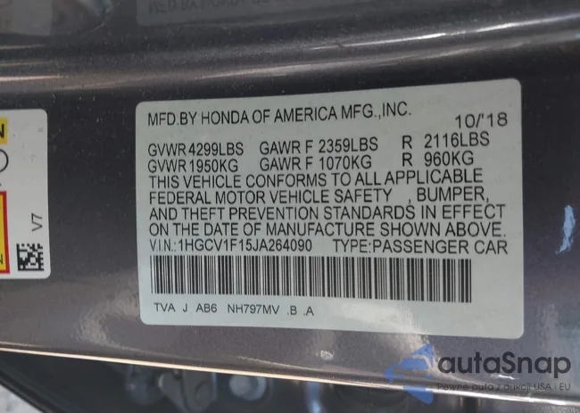 1HGCV1F15JA264090: 43133070