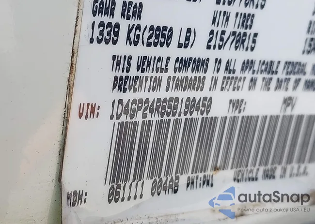 1D4GP24R65B190450: 43133093