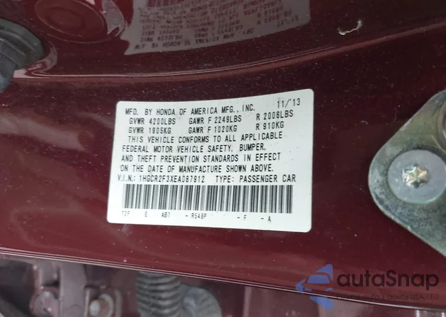 1HGCR2F3XEA087912: 43133147