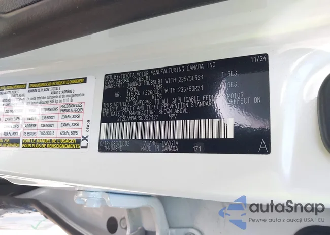 2T2BAMBA8SC052127: 43133185