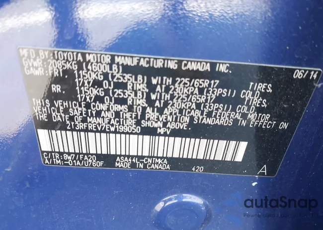 2T3RFREV7EW199050: 43133188