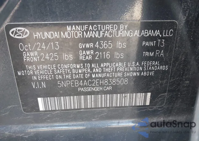 5NPEB4AC2EH838508: 43133213