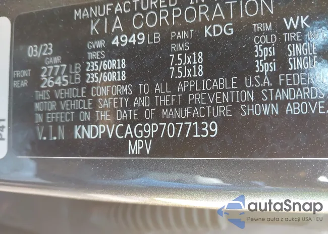 KNDPVCAG9P7077139: 43133239