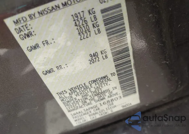 1N4AL3APXGC168803: 43133246