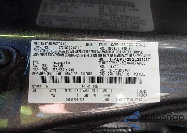 1FADP3F28GL251287: 43133252