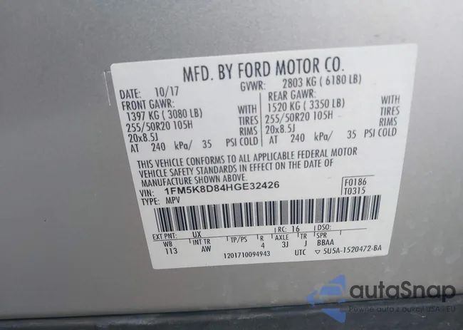 1FM5K8D84HGE32426: 43133310