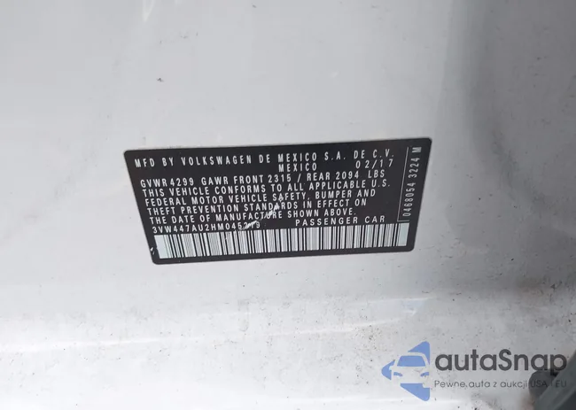 3VW447AU2HM045219: 43133349