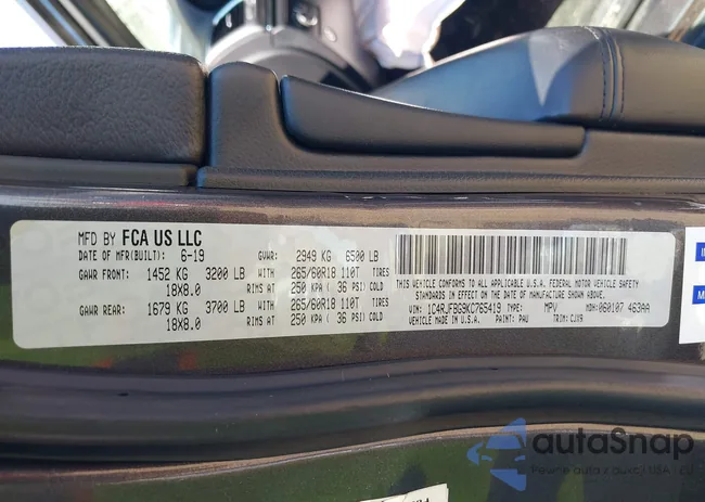 1C4RJFBG9KC765419: 43133400