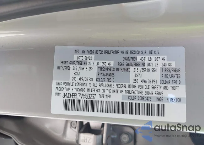 3MVDMBBL7NM453267: 43133426