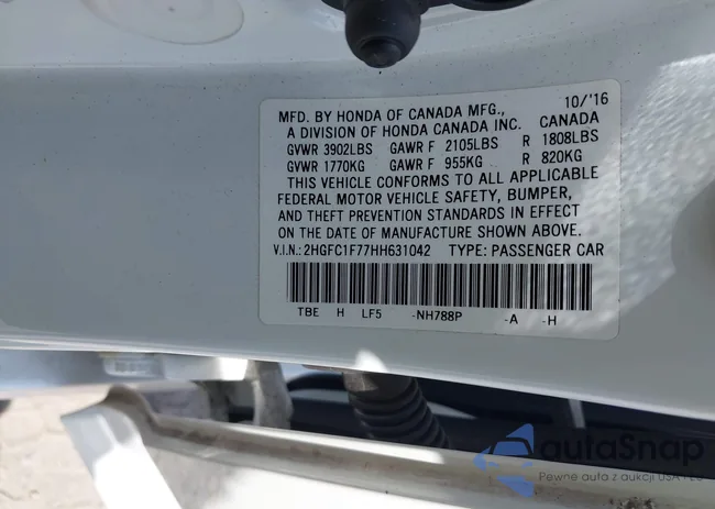 2HGFC1F77HH631042: 43133430