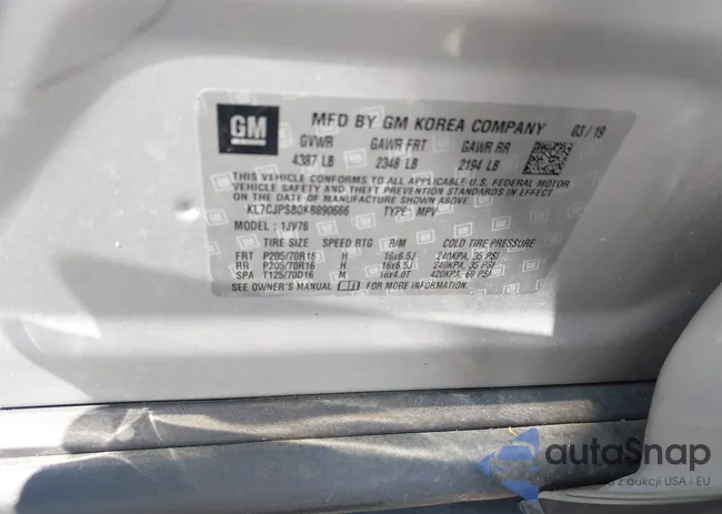 KL7CJPSB0KB890666: 43133471