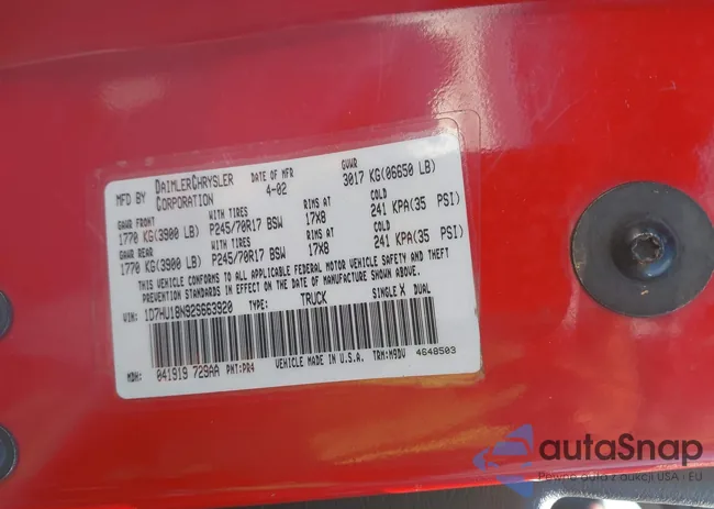 1D7HU18N92S663920: 43133473