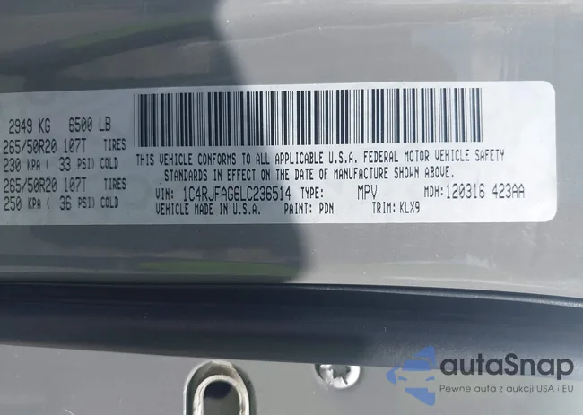 1C4RJFAG6LC236514: 43133478