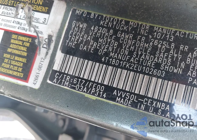 4T1BD1FK2EU102603: 43133588