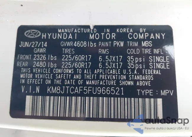 KM8JTCAF5FU966521: 43132670