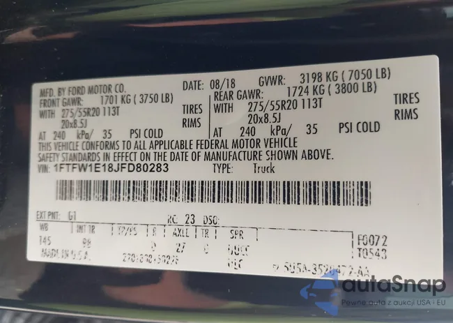 1FTFW1E18JFD80283: 43132745