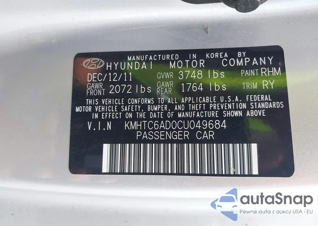 KMHTC6AD0CU049684: 43132772