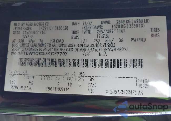 1FTEW1CB9JKC87707: 43132795