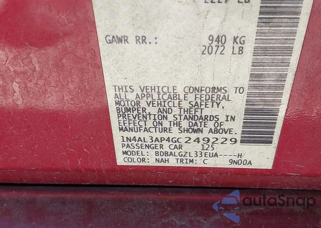 1N4AL3AP4GC249229: 43132932