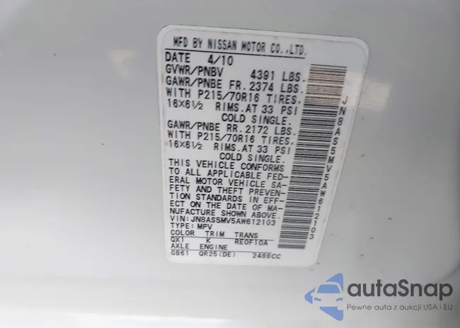 JN8AS5MV5AW612103: 43132954