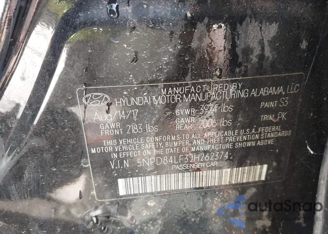 5NPD84LF3JH262374: 43132986