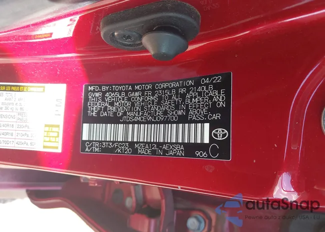 JTDS4MCE9NJ097700: 43134181