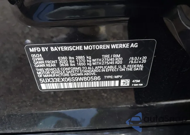 5UX33EX06S9W80586: 43134334