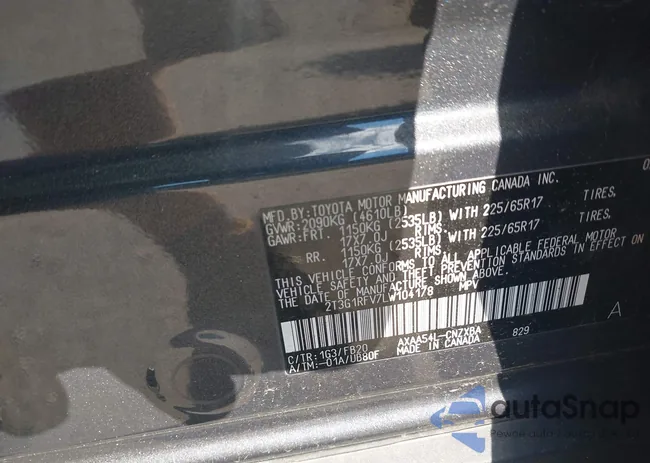 2T3G1RFV7LW104178: 43134563