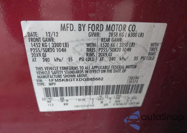 1FM5K8GTXDGB85682: 43134606