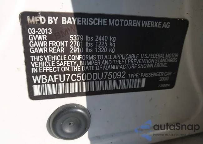 WBAFU7C50DDU75092: 43134612