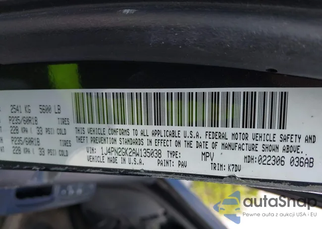 1J4PN2GK2AW135038: 43134645