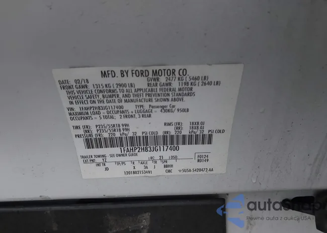 1FAHP2H83JG117400: 43134657