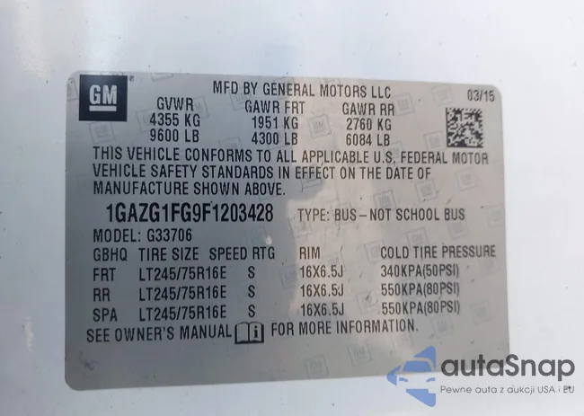 1GAZG1FG9F1203428: 43134659