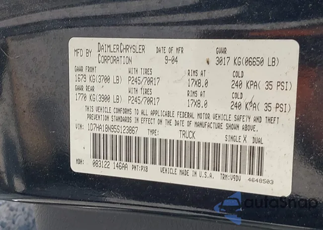 1D7HA18N95S123867: 43133697