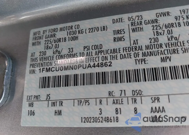 1FMCU0MN0PUA44862: 43133903