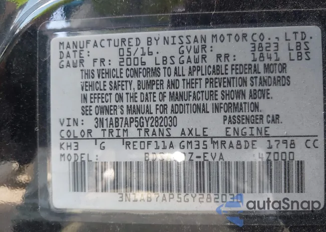 3N1AB7AP5GY282030: 43133946