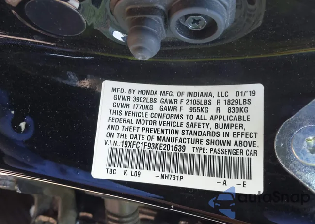 19XFC1F93KE201639: 43133993