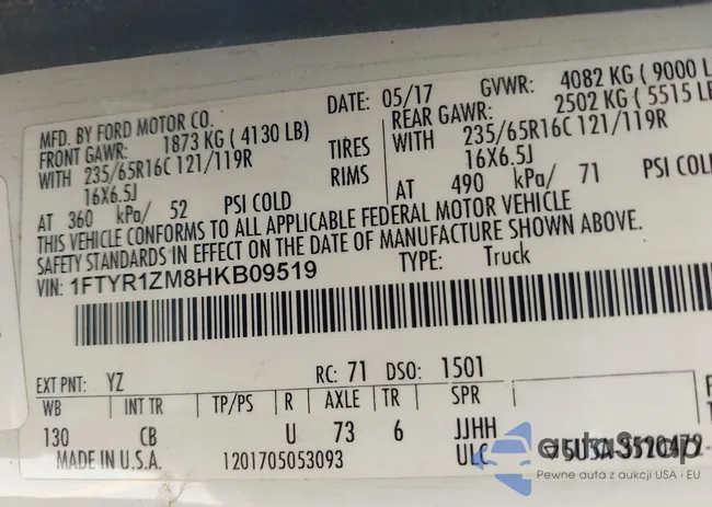 1FTYR1ZM8HKB09519: 43134012