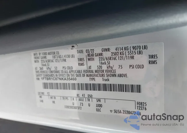 1FTBR1C87NKA35460: 43134023