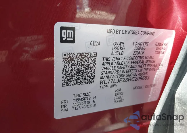 KL77LJE28RC209663: 43134031