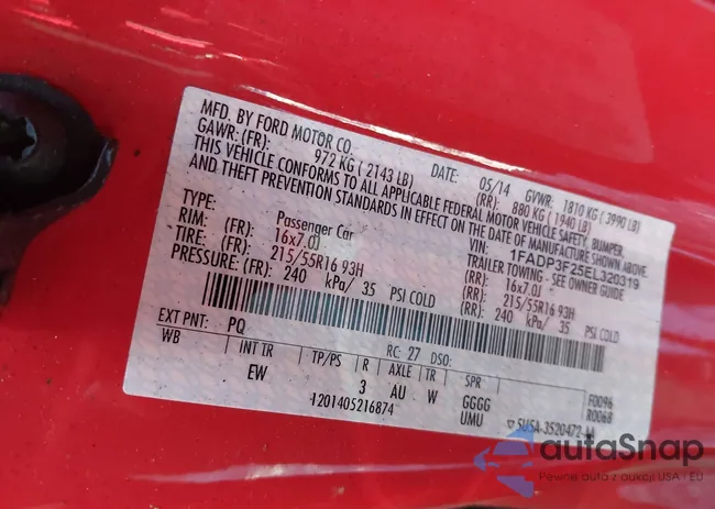 1FADP3F25EL320319: 43135071