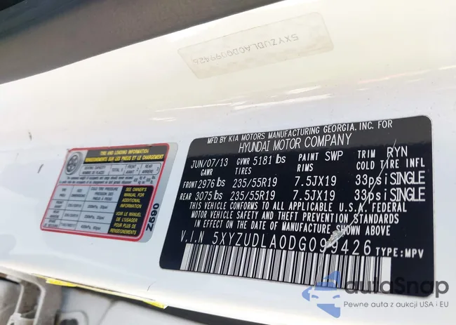 5XYZUDLA0DG099426: 43135093